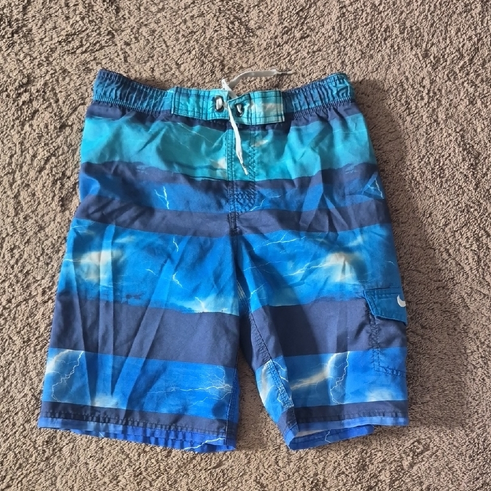 Nike Kids Swim Trunks - Blue and White